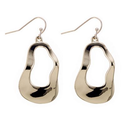 Designer gold curved oval hoop earring